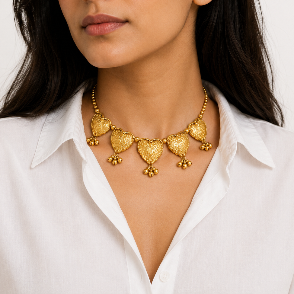 Golden Heart Ghungroo Necklace