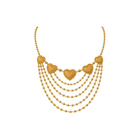 Golden Heart Cascade Necklace