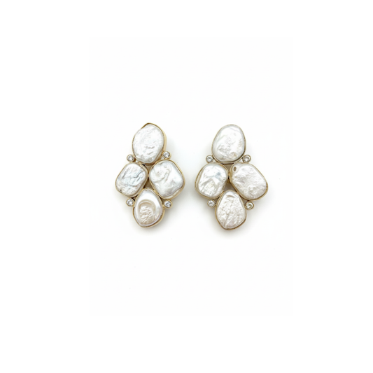 Baroque Pearl Cluster Earrings