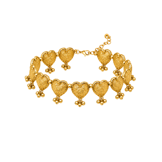 Golden Heart Charm Bracelet