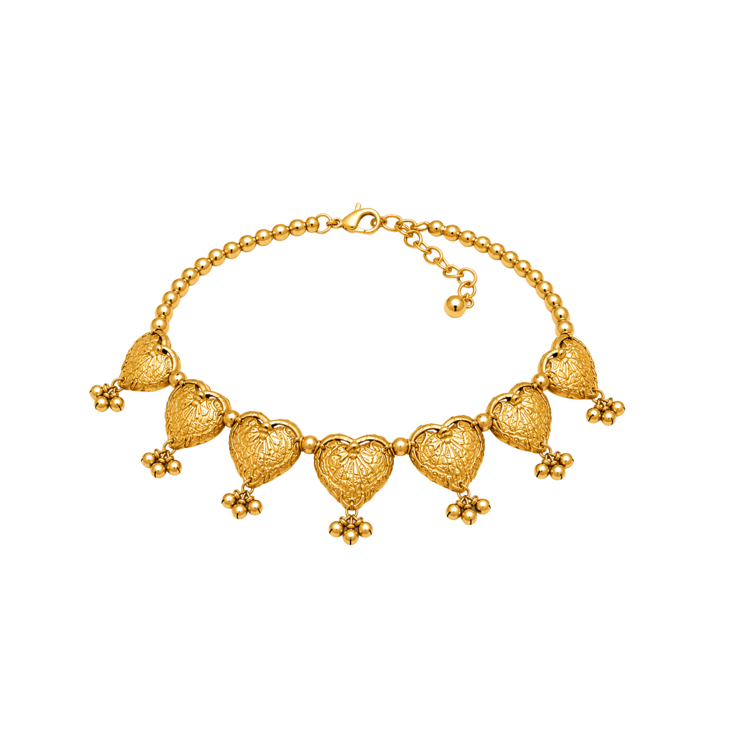 Golden Heart Ghungroo Necklace